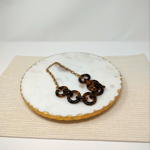 J. Crew chunky tortoiseshell print round chain link and gold tone chain necklace - Picture 9 of 11